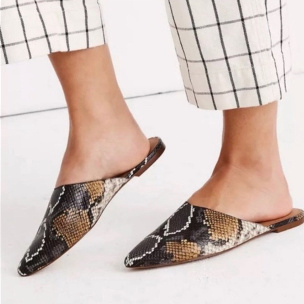 Madewell Remi Snake Embossed Leather Mules